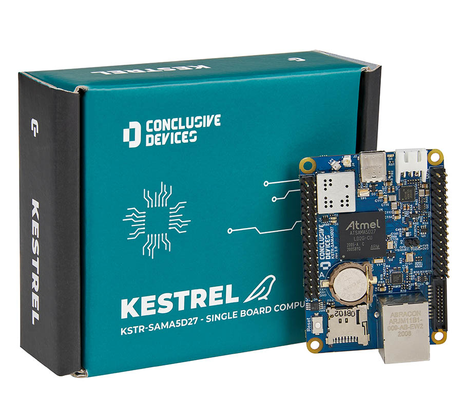 Kestrel Single Board Computer alongside its original packaging