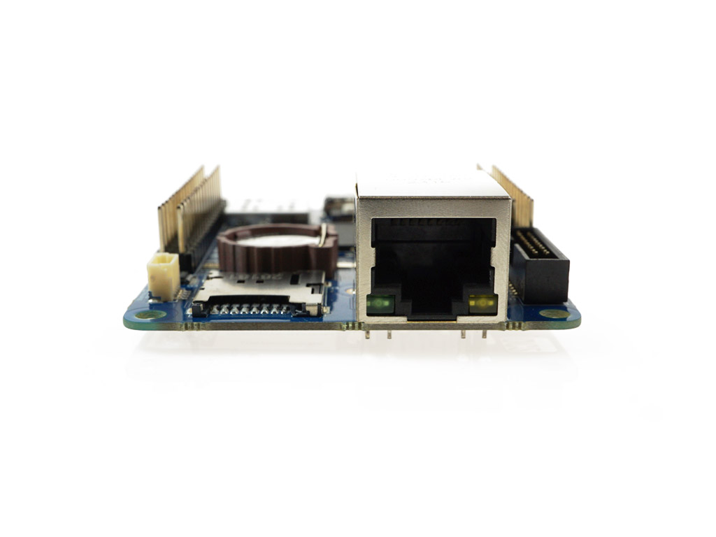 Kestrel Single Board Computer showing input and output ports from a side angle. (Corrected typo from original)