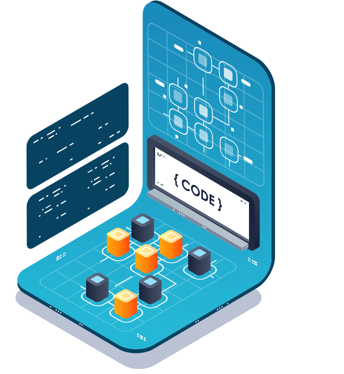 Icon representing code integrated on a PCB